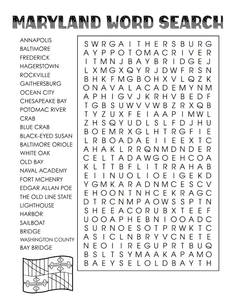 US states word search, geography, education printable, PDF, instant download, 