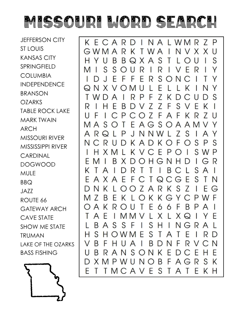 US states word search, geography, education printable, PDF, instant download, 