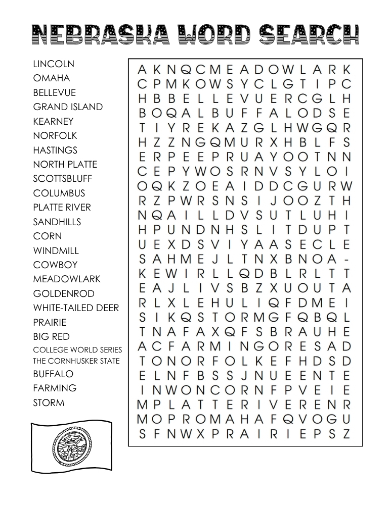 US states word search, geography, education printable, PDF, instant download, 