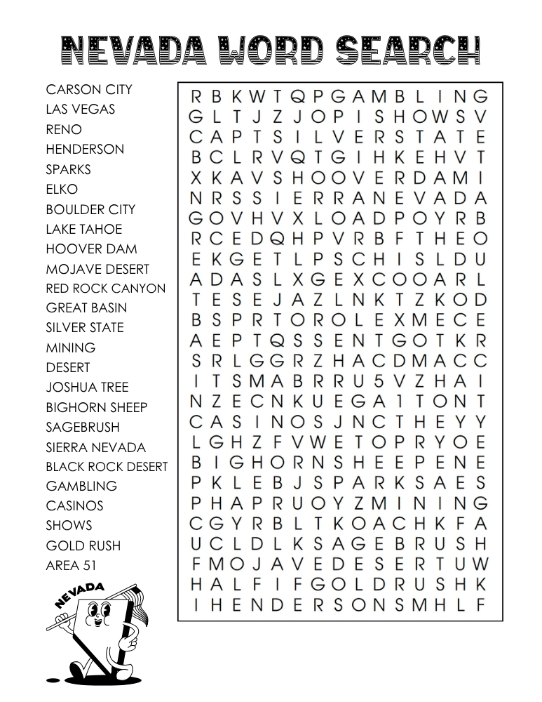 US states word search, geography, education printable, PDF, instant download, 