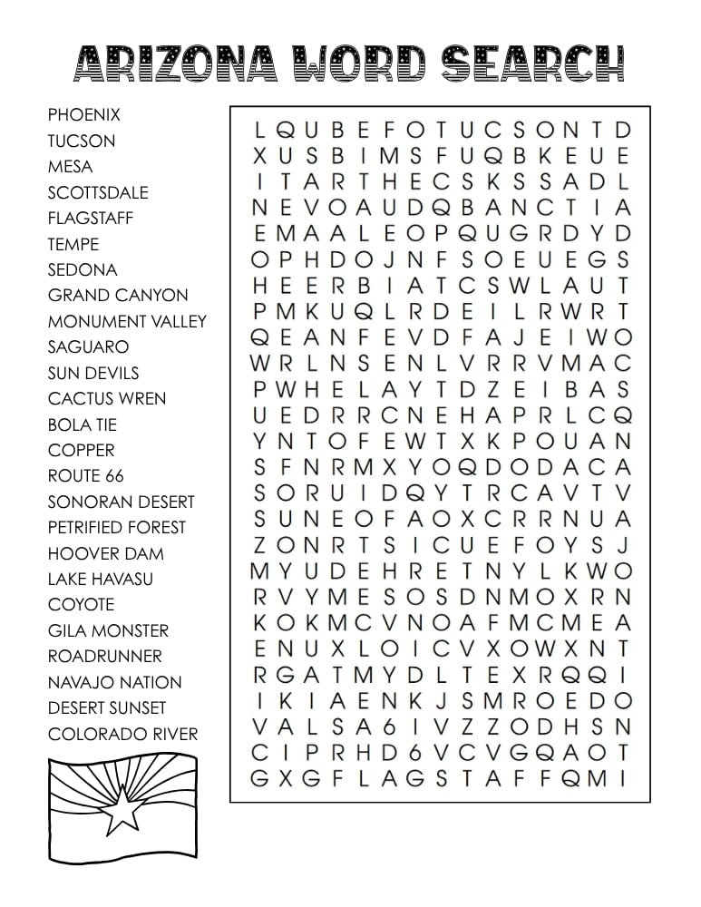 US states word search, geography, education printable, PDF, instant download, 