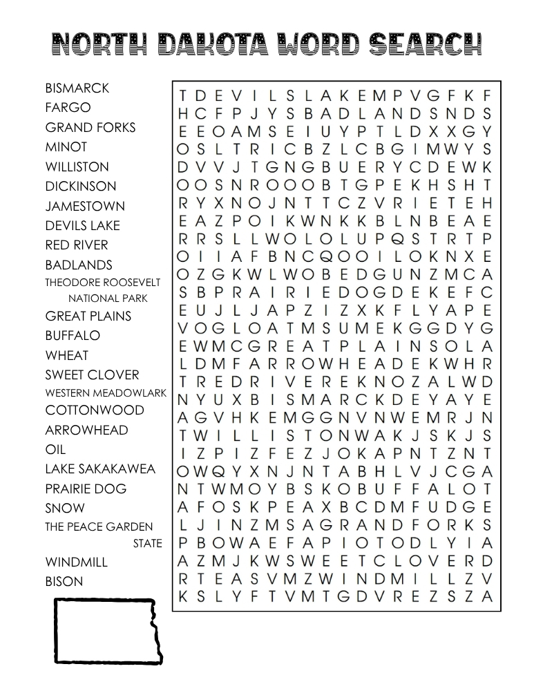 US states word search, geography, education printable, PDF, instant download, 