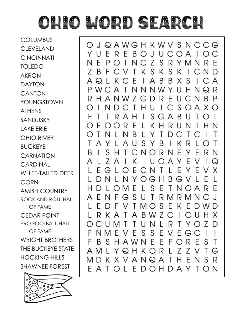 US states word search, geography, education printable, PDF, instant download, 