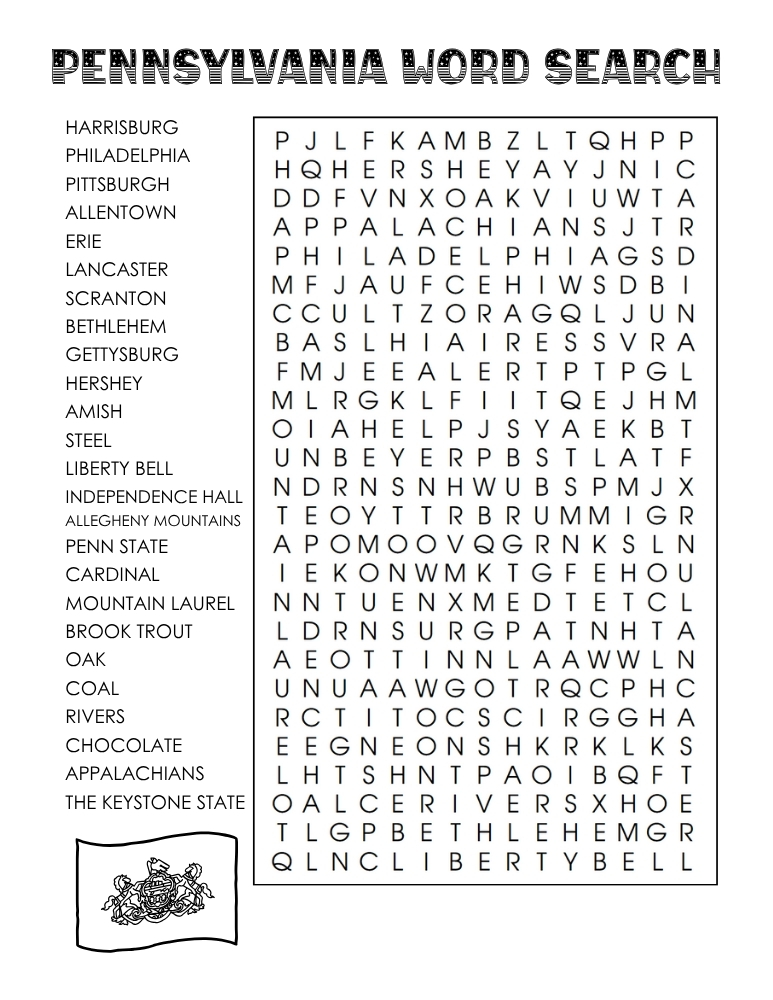 US states word search, geography, education printable, PDF, instant download, 