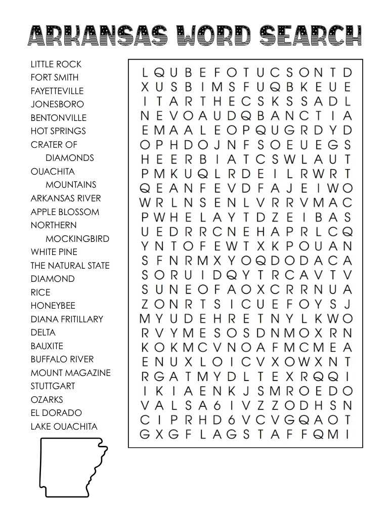 US states word search, geography, education printable, PDF, instant download, 