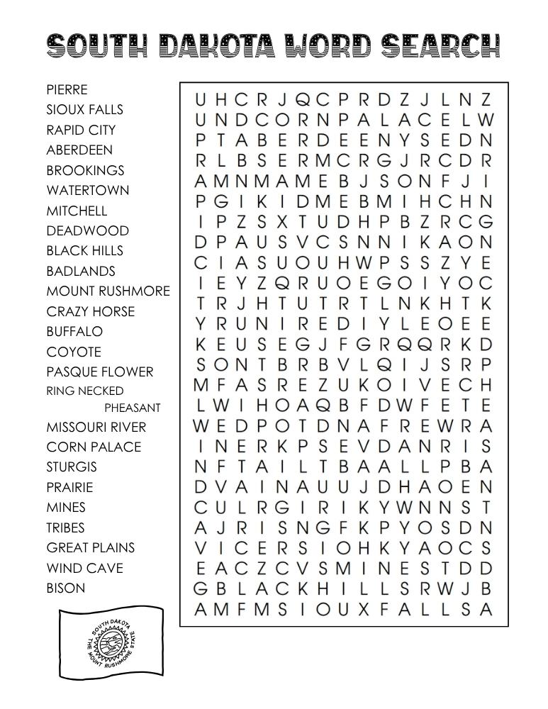 US states word search, geography, education printable, PDF, instant download, 