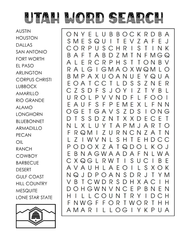 US states word search, geography, education printable, PDF, instant download, 