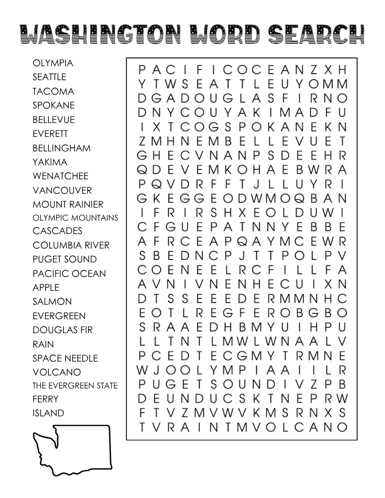 US states word search, geography, education printable, PDF, instant download, 