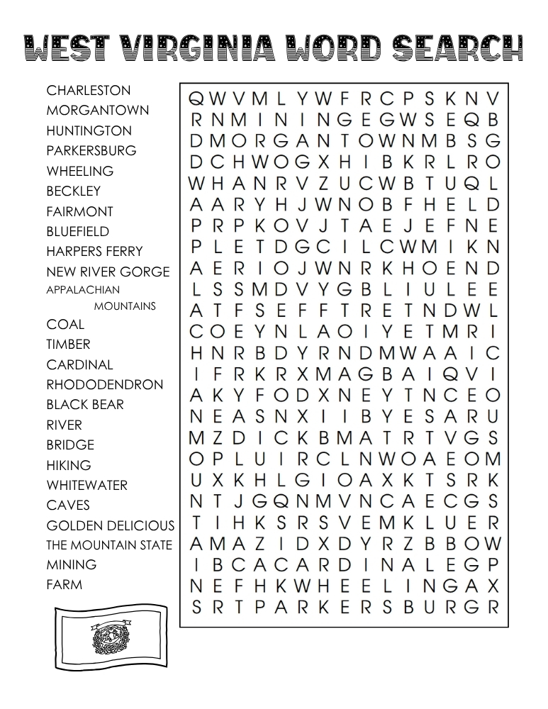 US states word search, geography, education printable, PDF, instant download, 