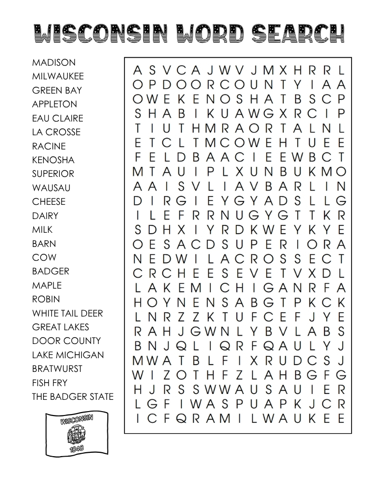 US states word search, geography, education printable, PDF, instant download, 