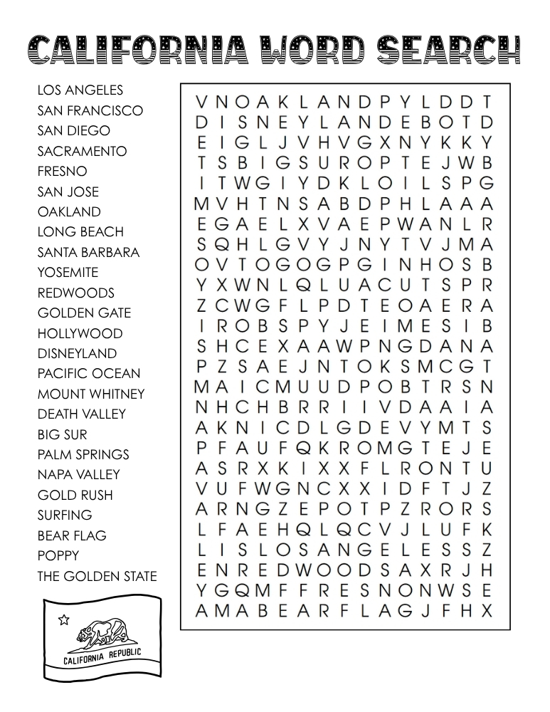 US states word search, geography, education printable, PDF, instant download, 