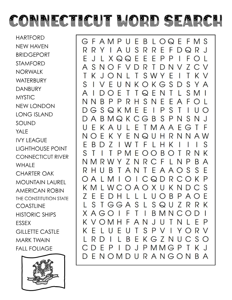 US states word search, geography, education printable, PDF, instant download, 
