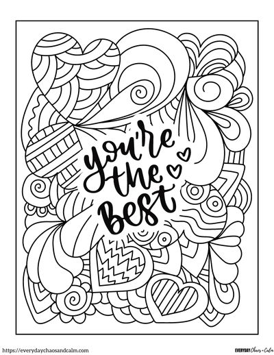 zentagle coloring page with you're the best saying in the center