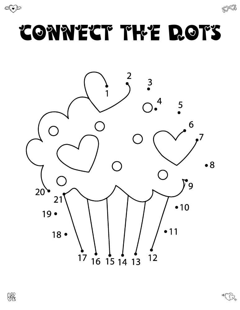 Valentine Dot to Dot Printables, education printable, PDF, instant download, kids