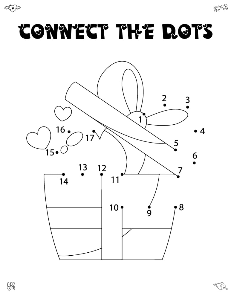 Valentine Dot to Dot Printables, education printable, PDF, instant download, kids