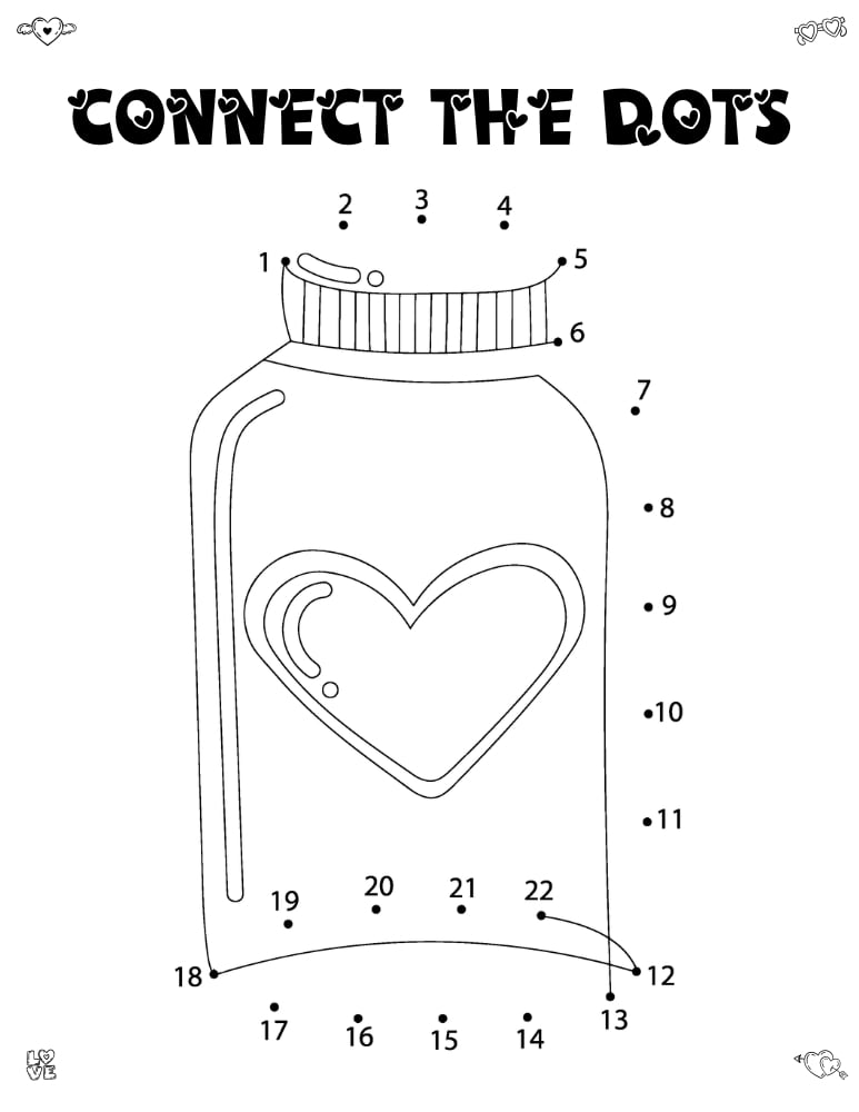 Valentine Dot to Dot Printables, education printable, PDF, instant download, kids