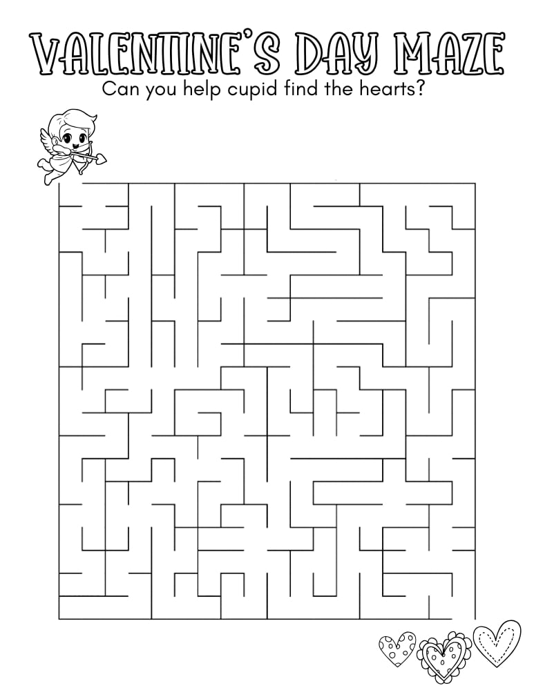valentine mazes, education printable, PDF, instant download, kids