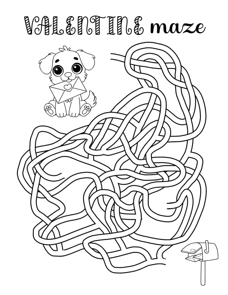 valentine mazes, education printable, PDF, instant download, kids
