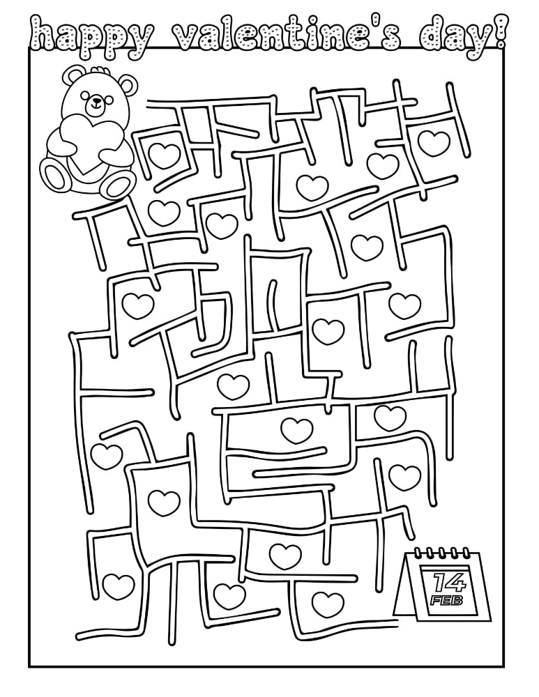 valentine mazes, education printable, PDF, instant download, kids