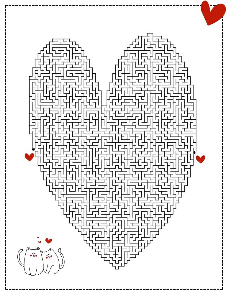 valentine mazes, education printable, PDF, instant download, kids