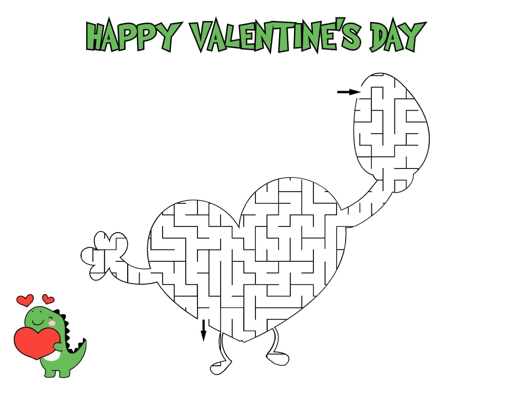 valentine mazes, education printable, PDF, instant download, kids