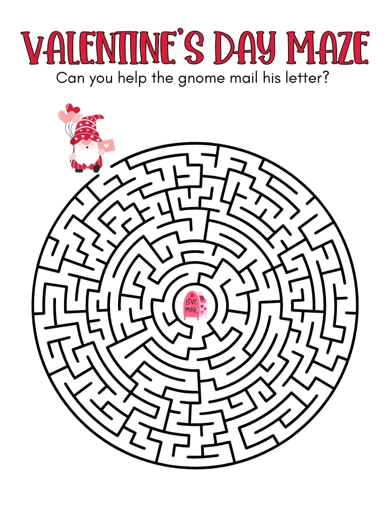 valentine mazes, education printable, PDF, instant download, kids