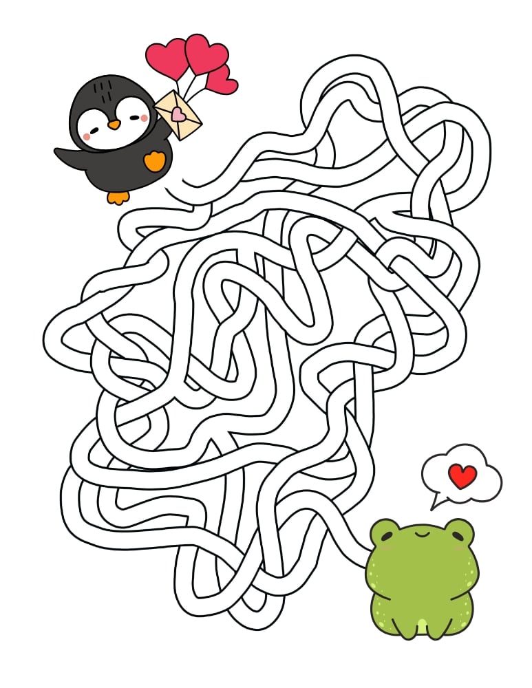 valentine mazes, education printable, PDF, instant download, kids
