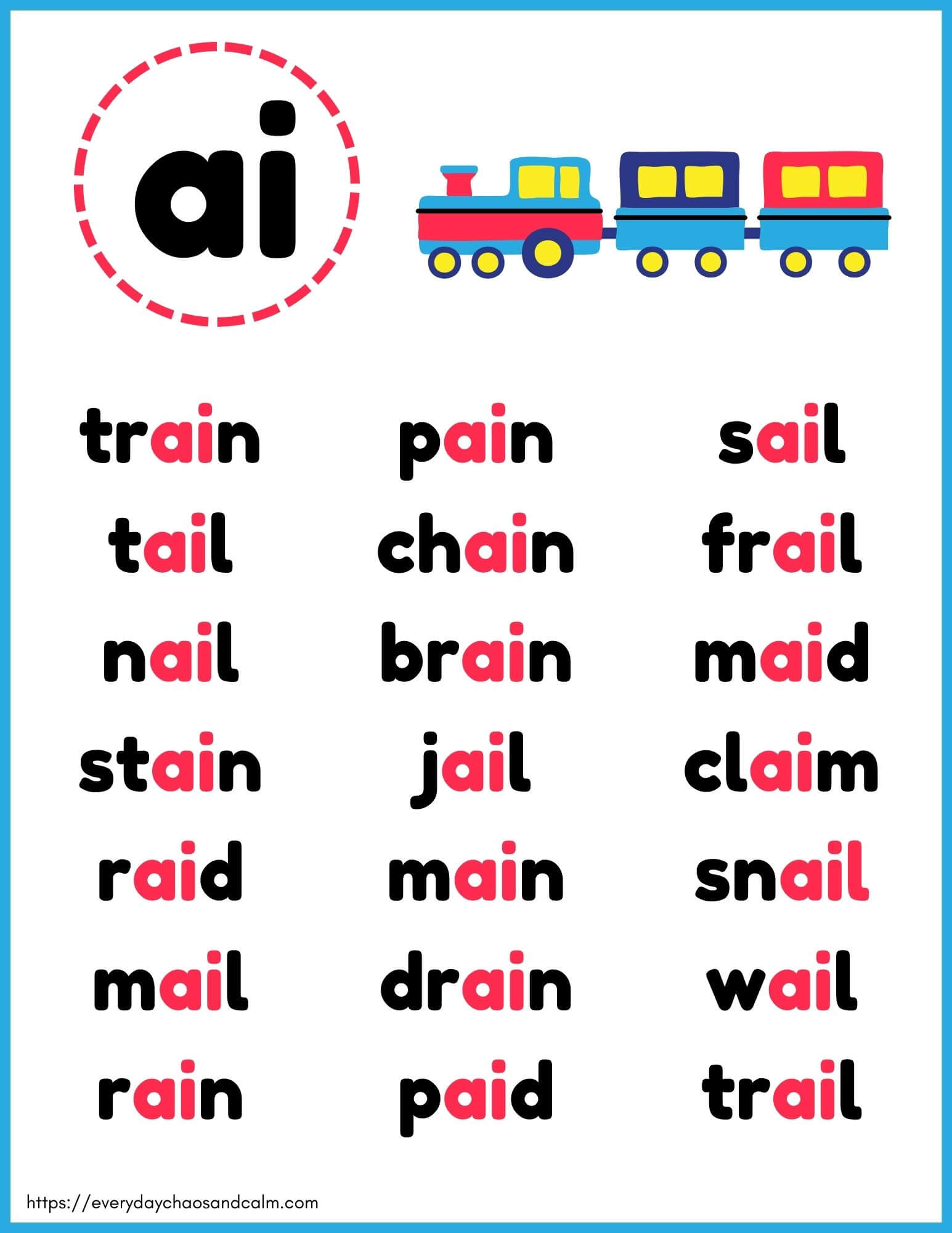 5 Free Printable Vowel Team Charts For Early Readers