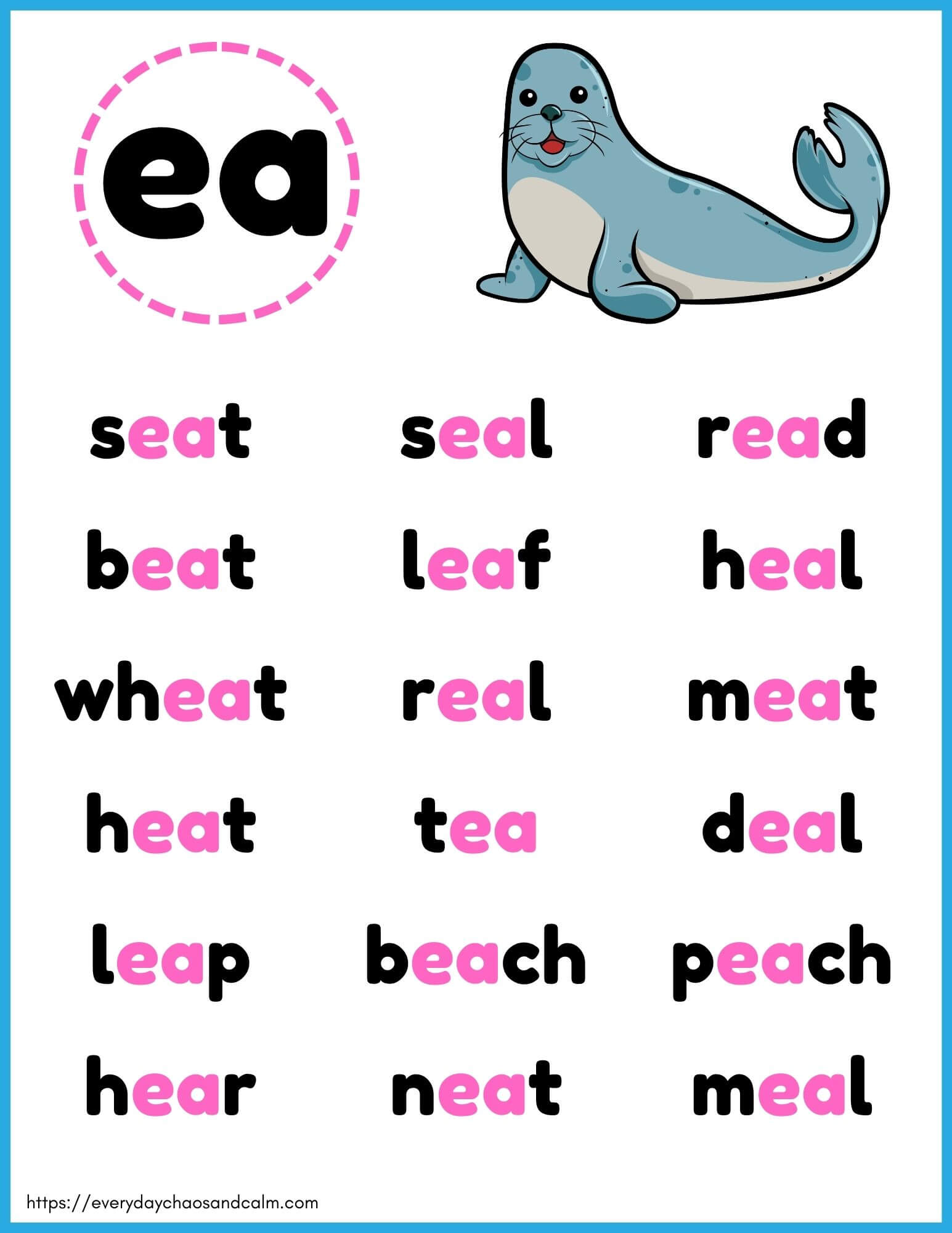 5 Free Printable Vowel Team Charts For Early Readers