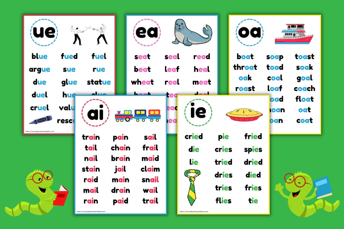 vowel team charts example pages