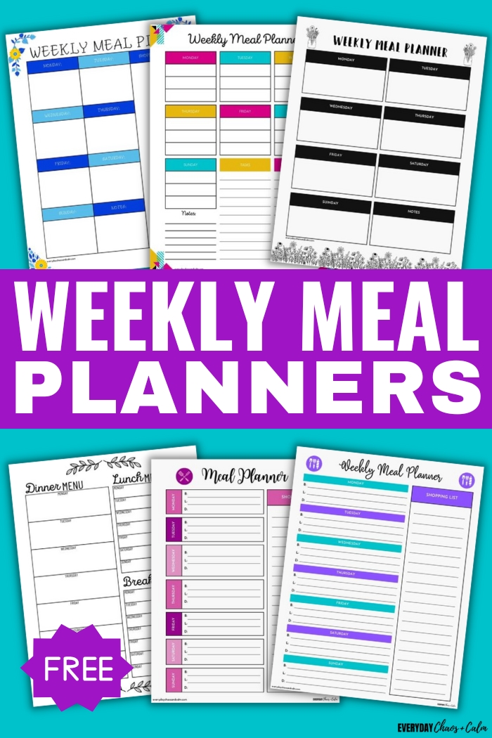 weekly meal planner text with images of example planning pages