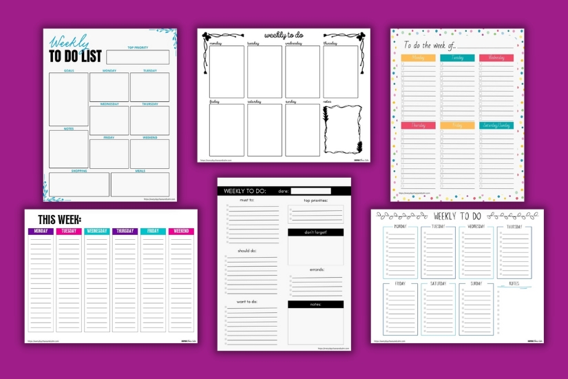 6 Printable Weekly To Do List Templates for Better Productivity