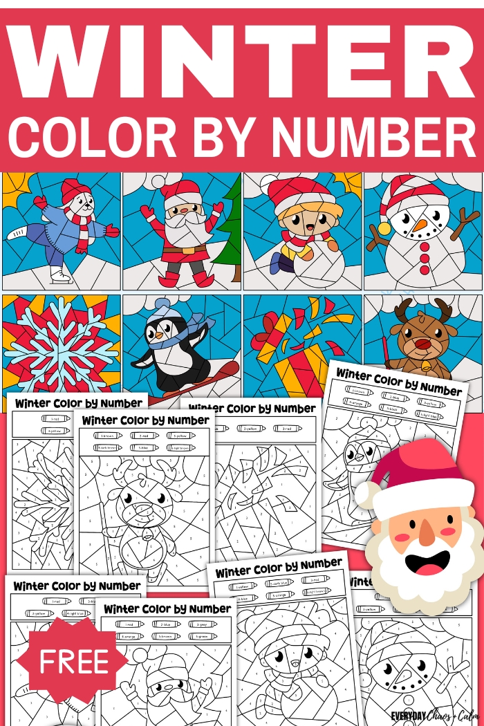 winter color by number with example pages
