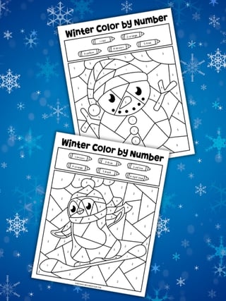 winter color by number