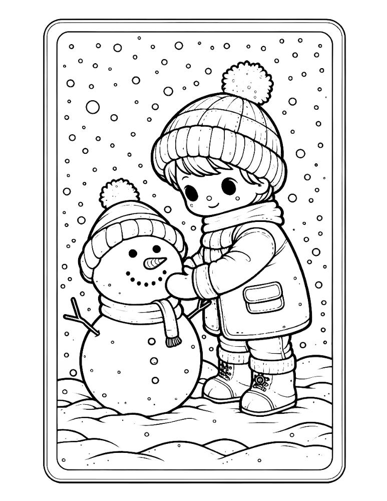 winter coloring page, PDF, instant download, kids