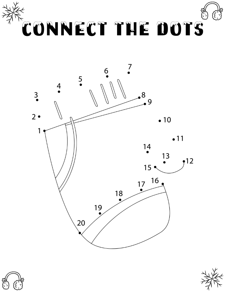 printable winter Dot to Dot puzzles, education printable, PDF, instant download, kids