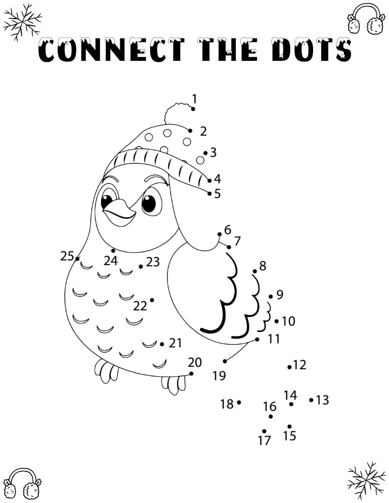 printable winter Dot to Dot puzzles, education printable, PDF, instant download, kids