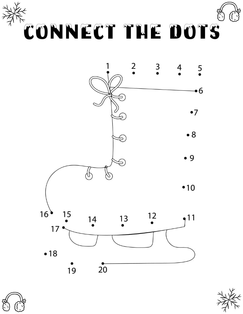 printable winter Dot to Dot puzzles, education printable, PDF, instant download, kids