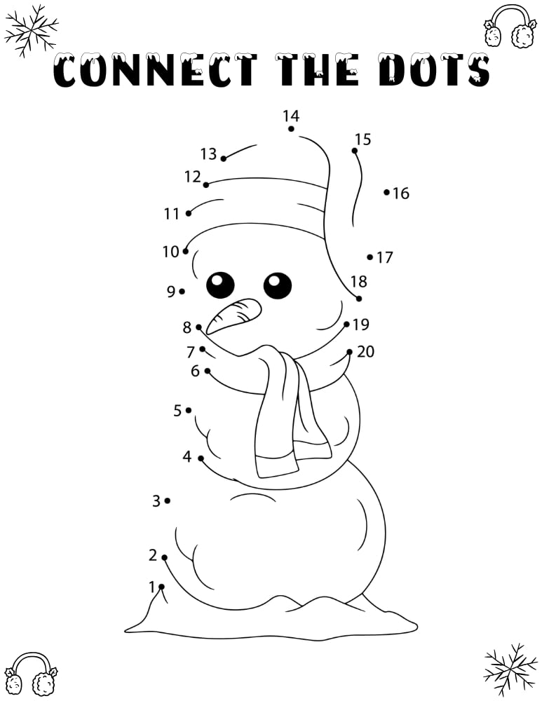 printable winter Dot to Dot puzzles, education printable, PDF, instant download, kids