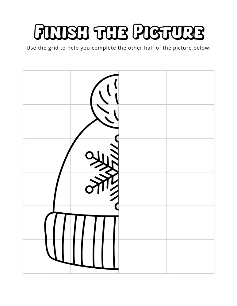 winter finish the picture worksheets, education printable, PDF, instant download, kids
