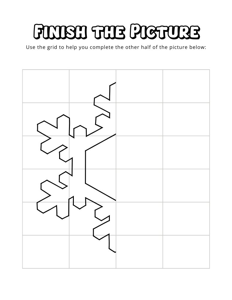 winter finish the picture worksheets, education printable, PDF, instant download, kids