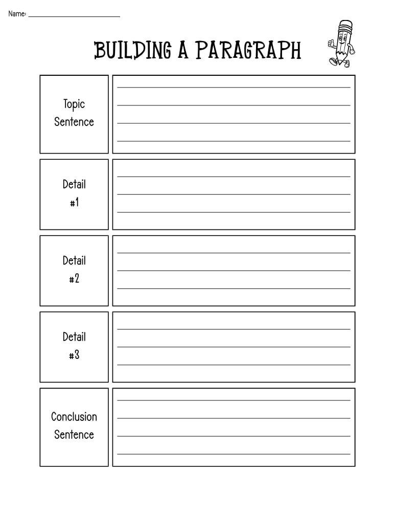 printable paragraph writing helpers, educational PDF